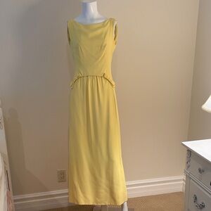 Bullocks Buttercream Yellow Sleeveless Gown 1950s vintage
